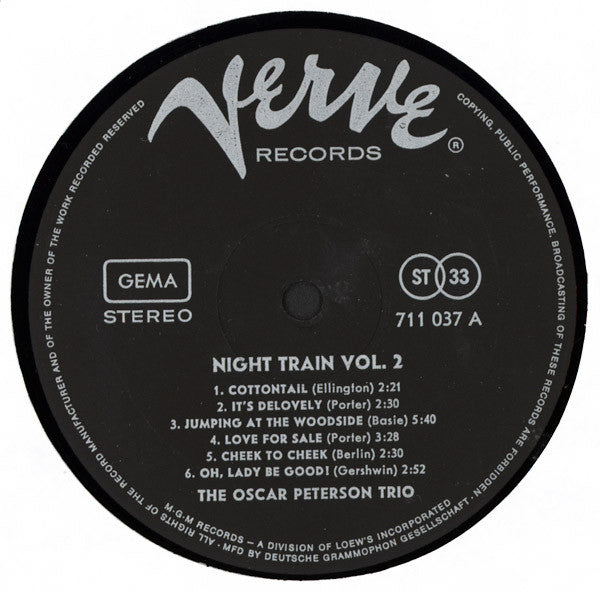 The Oscar Peterson Trio ~ Night Train Vol. 2 (Vinyl) - Djungel & Jazz