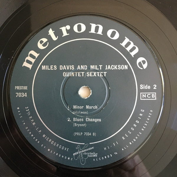 Miles Davis And Milt Jackson ~ Quintet / Sextet (Vinyl) - Djungel & Jazz