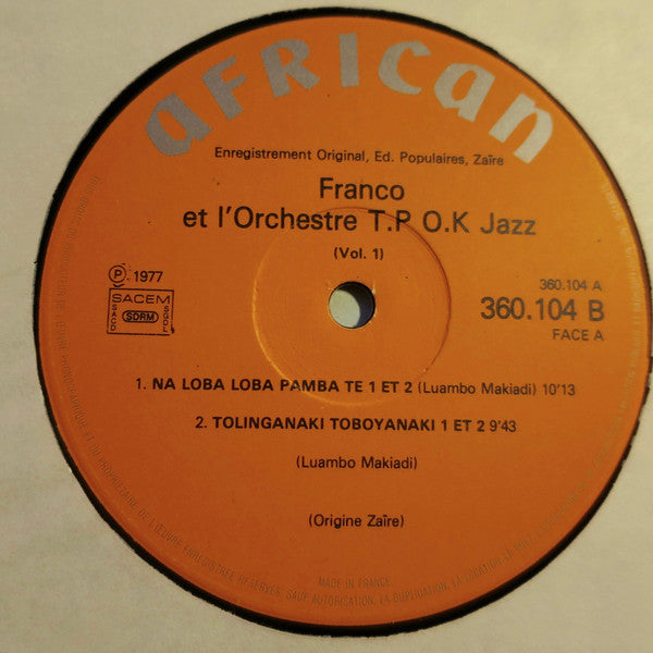 Franco Et Orchestre T.P.O.K. Jazz ~ Franco & L'Orchestre T.P. O.K. Jazz (Vol. 1) (Vinyl) - Djungel & Jazz