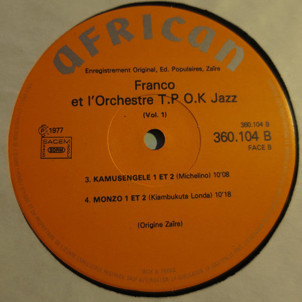 Franco Et Orchestre T.P.O.K. Jazz ~ Franco & L'Orchestre T.P. O.K. Jazz (Vol. 1) (Vinyl) - Djungel & Jazz
