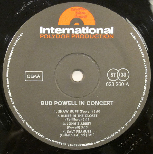 Bud Powell ~ Bud Powell In Concert (Vinyl) - Djungel & Jazz