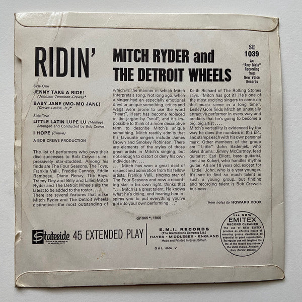 Mitch Ryder & The Detroit Wheels ~ Ridin' (Vinyl) - Djungel & Jazz