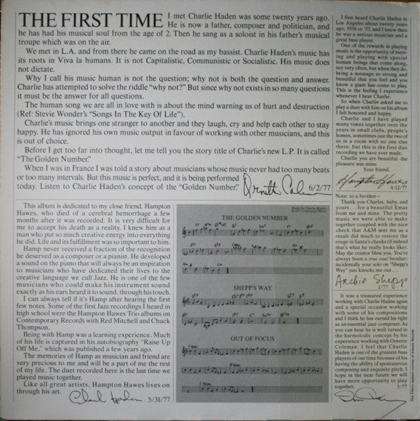 Charlie Haden : The Golden Number (LP, Album, Uni)