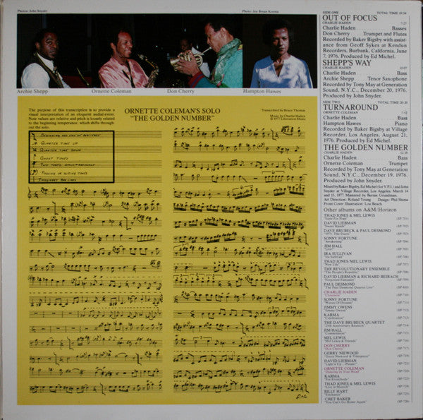 Charlie Haden : The Golden Number (LP, Album, Uni)