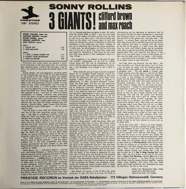 Sonny Rollins ~ 3 Giants! (Vinyl) - Djungel & Jazz