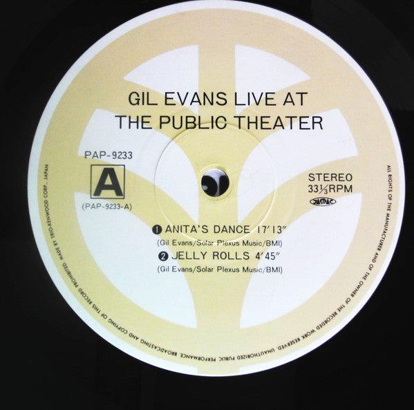 Gil Evans ~ Live At The Public Theater (New York 1980) (Vinyl) - Djungel & Jazz