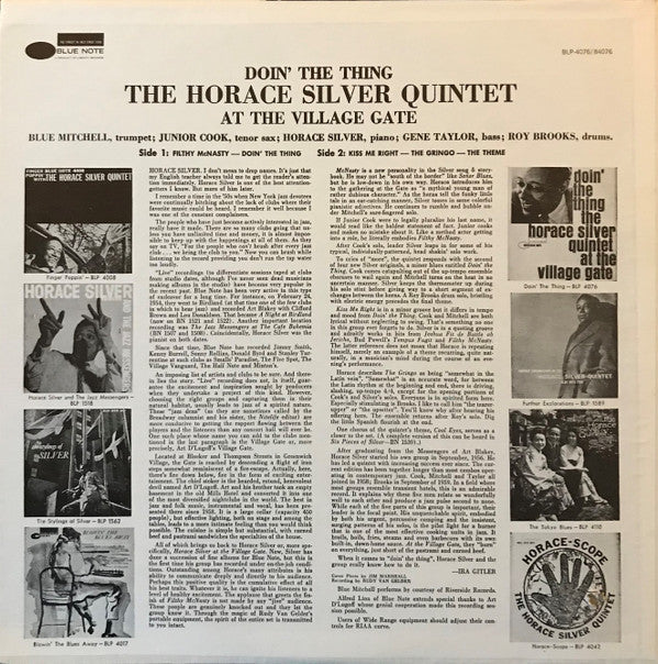 The Horace Silver Quintet ~ Doin' The Thing - At The Village Gate (Vinyl) - Djungel & Jazz