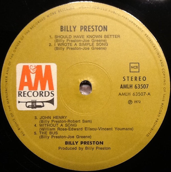 Billy Preston : I Wrote A Simple Song (LP, Album, Gat)