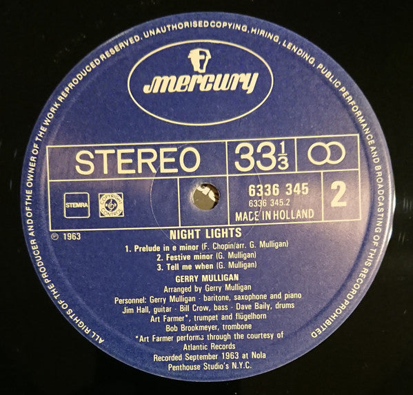 Gerry Mulligan ~ Night Lights (Vinyl) - Djungel & Jazz