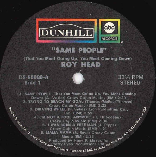Roy Head ~ Same People (That You Meet Going Up, You Meet Coming Down) (Vinyl) - Djungel & Jazz