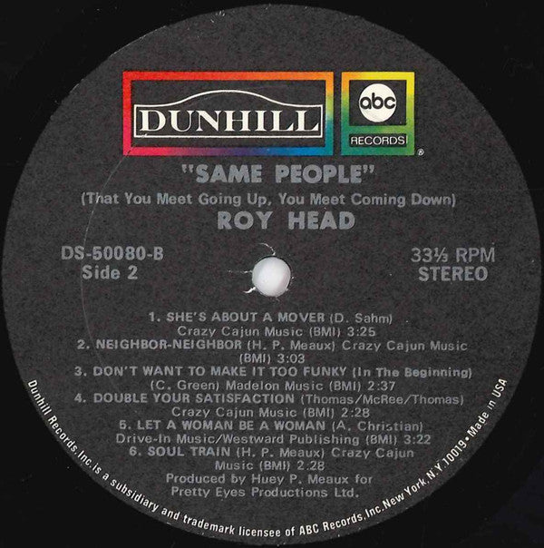 Roy Head ~ Same People (That You Meet Going Up, You Meet Coming Down) (Vinyl) - Djungel & Jazz