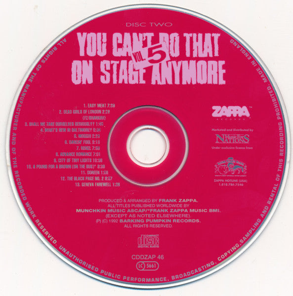 Frank Zappa ~ You Can't Do That On Stage Anymore Vol. 5 (Vinyl) - Djungel & Jazz