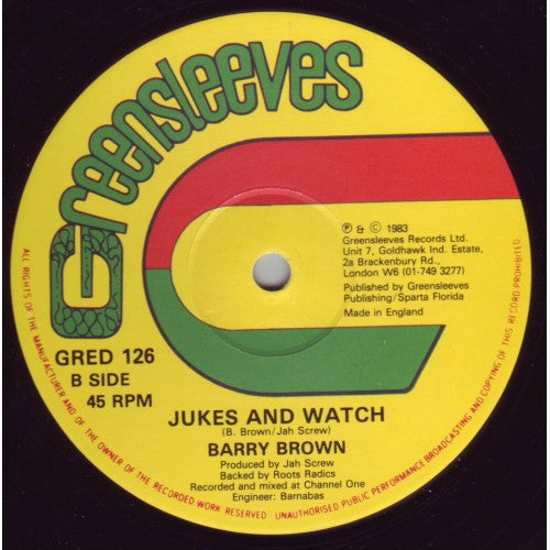 Tristan Palmer / Barry Brown ~ No Shot No Fire / Jukes And Watch (Vinyl) - Djungel & Jazz