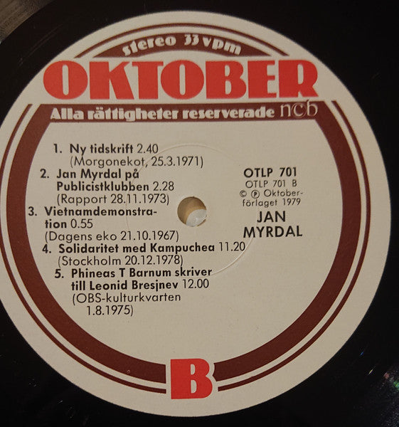 Jan Myrdal ~ Jan Myrdal (Vinyl) - Djungel & Jazz