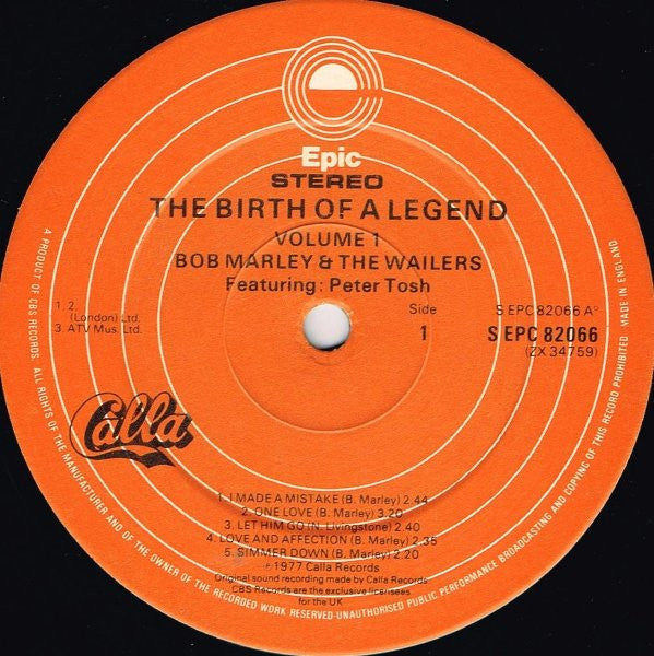 Bob Marley & The Wailers Featuring Peter Tosh : The Birth Of A Legend Vol. 1 (LP, Comp)