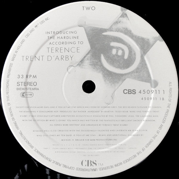 Terence Trent D'Arby ~ Introducing The Hardline According To Terence Trent D'Arby (Vinyl) - Djungel & Jazz