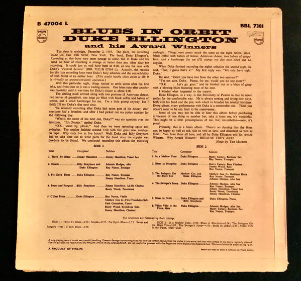 Duke Ellington : Blues In Orbit (LP, Album, Mono)