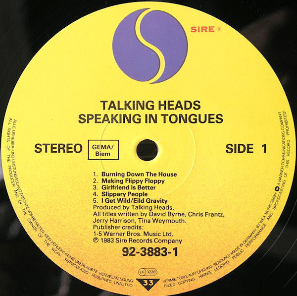 Talking Heads ~ Speaking In Tongues (Vinyl) - Djungel & Jazz