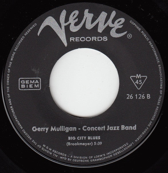 Gerry Mulligan ~ Concert Jazz Band (Vinyl) - Djungel & Jazz