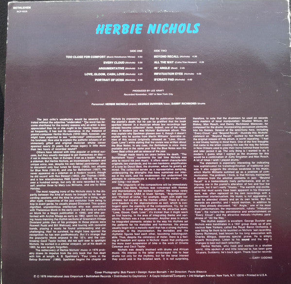Herbie Nichols ~ The Bethlehem Years (Vinyl) - Djungel & Jazz