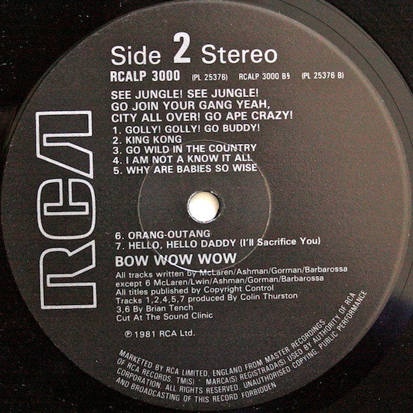 Bow Wow Wow ~ See Jungle! See Jungle! Go Join Your Gang Yeah, City All Over! Go Ape Crazy! (Vinyl) - Djungel & Jazz