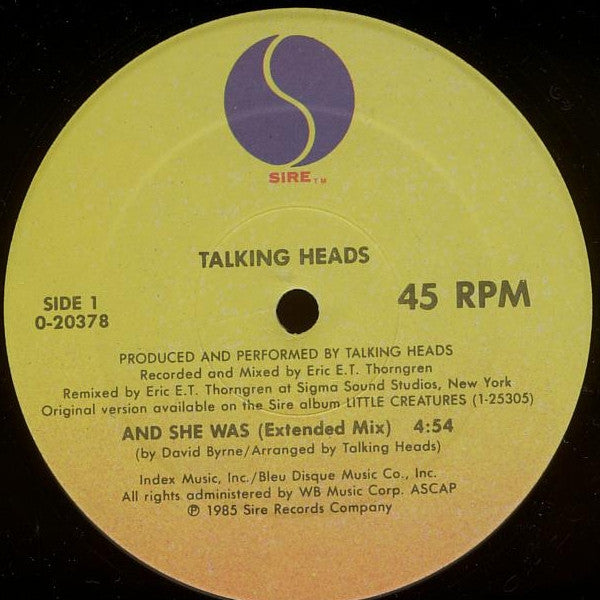 Talking Heads ~ And She Was / Television Man (Vinyl) - Djungel & Jazz