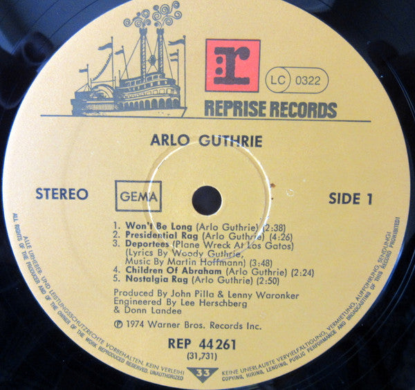 Arlo Guthrie : Arlo Guthrie (LP, Album, RE)
