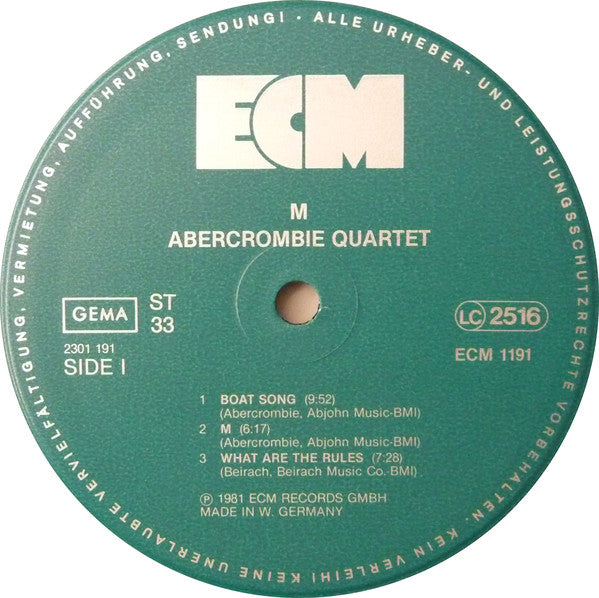 Abercrombie Quartet ~ M (Vinyl) - Djungel & Jazz
