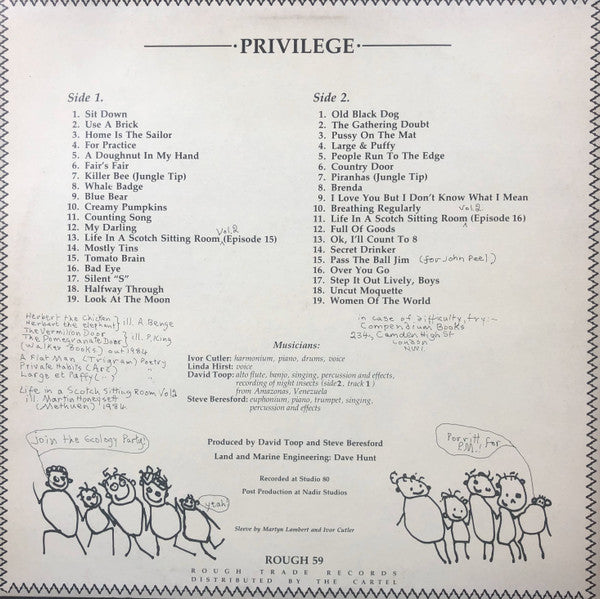 Ivor Cutler And Linda Hirst ~ Privilege (Vinyl) - Djungel & Jazz