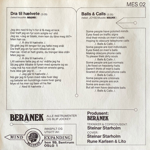 Beranek ~ Dra Te Hælvete / Balls & Calls (Vinyl) - Djungel & Jazz