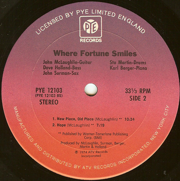 John McLaughlin, Dave Holland, John Surman, Stu Martin, Karl Berger ~ Where Fortune Smiles (Vinyl) - Djungel & Jazz