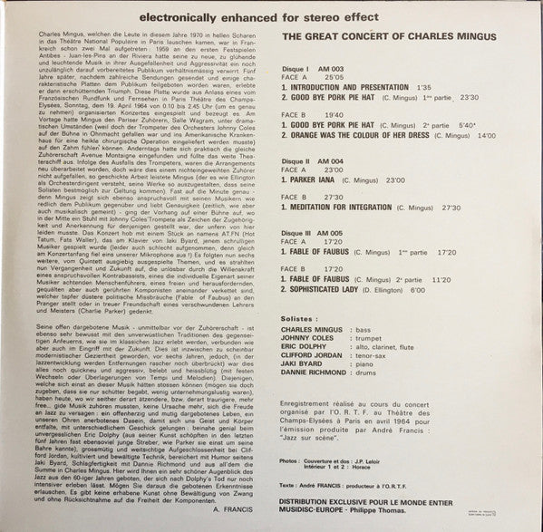 Charles Mingus : The Great Concert Of Charles Mingus (3xLP, Album, BIE)