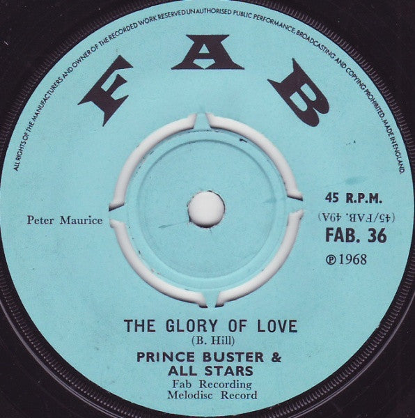 Prince Buster's All Stars : The Glory Of Love / Another Sad Nite (7", Single)