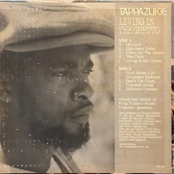 Tapper Zukie : Living In The Ghetto (LP, Album, Pin)