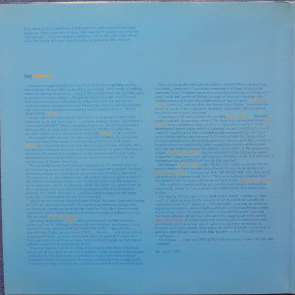 Frank Zappa ~ You Are What You Is (Vinyl) - Djungel & Jazz