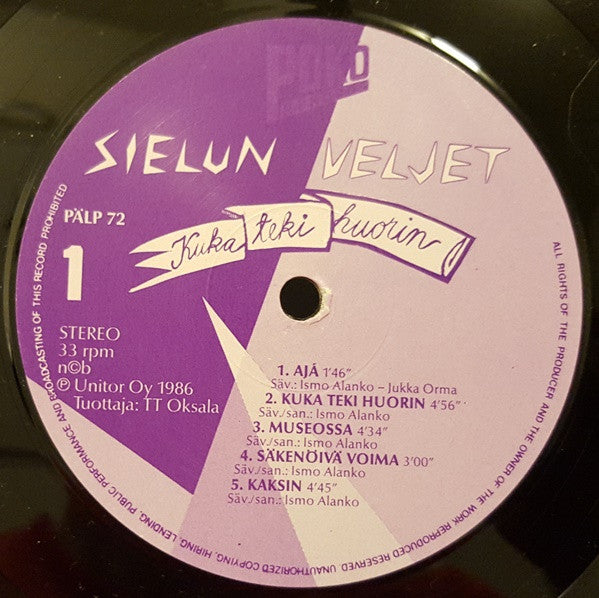 Sielun Veljet ~ Kuka Teki Huorin (Vinyl) - Djungel & Jazz