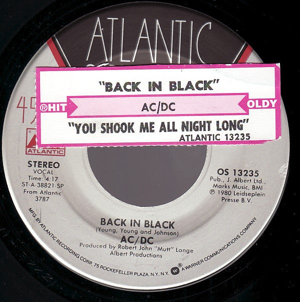AC/DC : You Shook Me All Night Long / Back In Black (7", Single, RE, Sil)