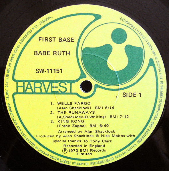 Babe Ruth : First Base (LP, Album, RE)