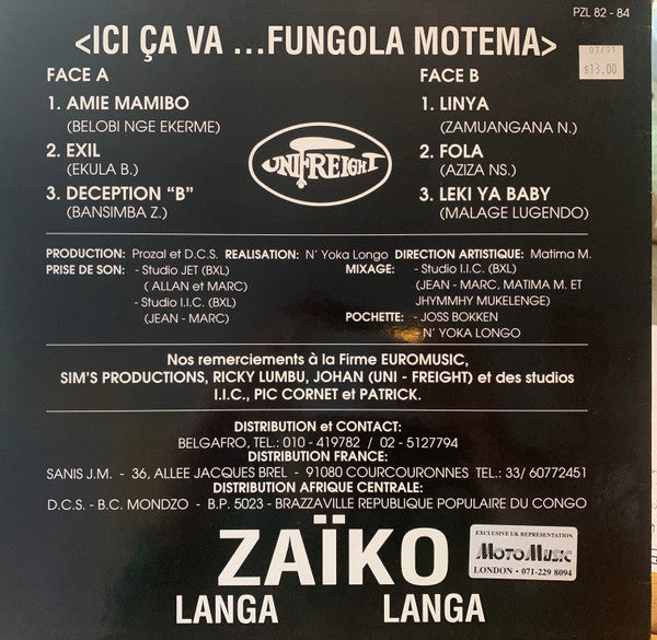 Zaïko Langa Langa ~ Ici Ça Va ...Fungola Motema (Vinyl) - Djungel & Jazz