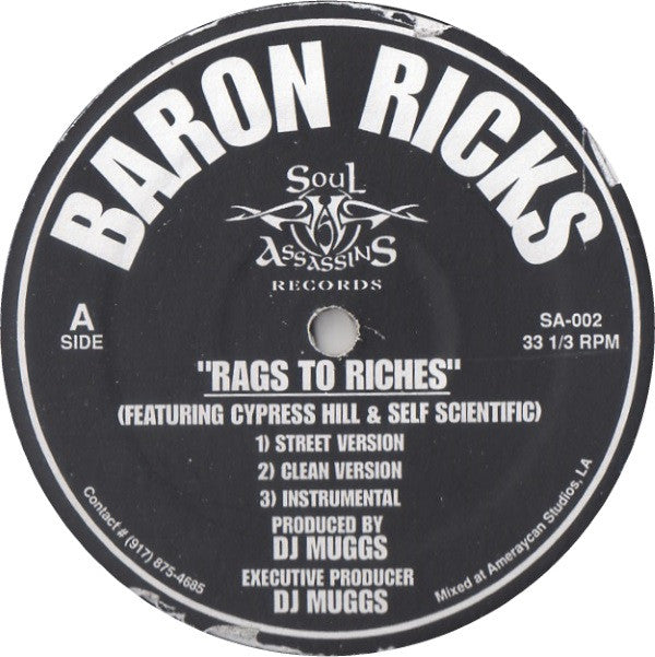 Baron Ricks Featuring Cypress Hill & Self Scientific ~ Rags To Riches / Harlem River Drive (Vinyl) - Djungel & Jazz