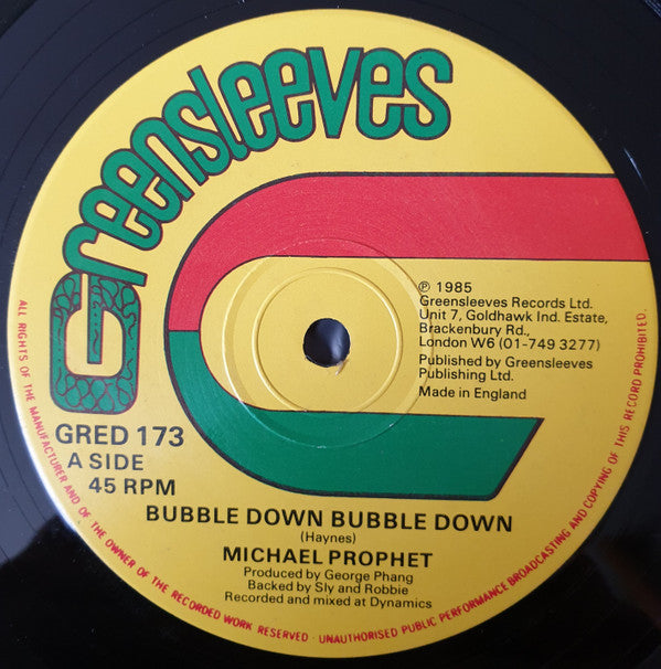 Michael Prophet : Bubble Down Bubble Down / Touch Me Back (12")