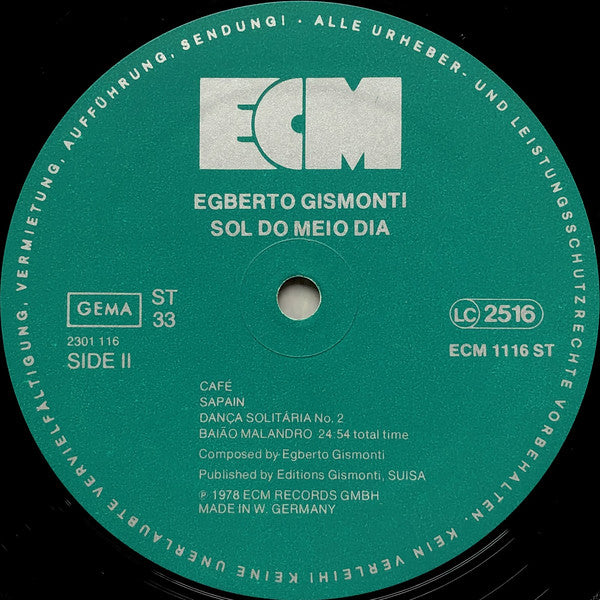 Egberto Gismonti ~ Sol Do Meio Dia (Vinyl) - Djungel & Jazz