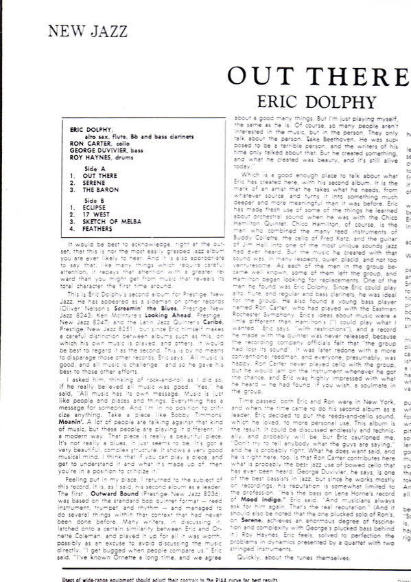 Eric Dolphy : Out There (LP, Album, RE)
