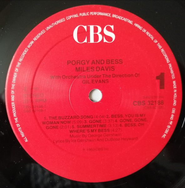 Miles Davis Orchestra Under The Direction Of Gil Evans ~ Porgy And Bess (Vinyl) - Djungel & Jazz
