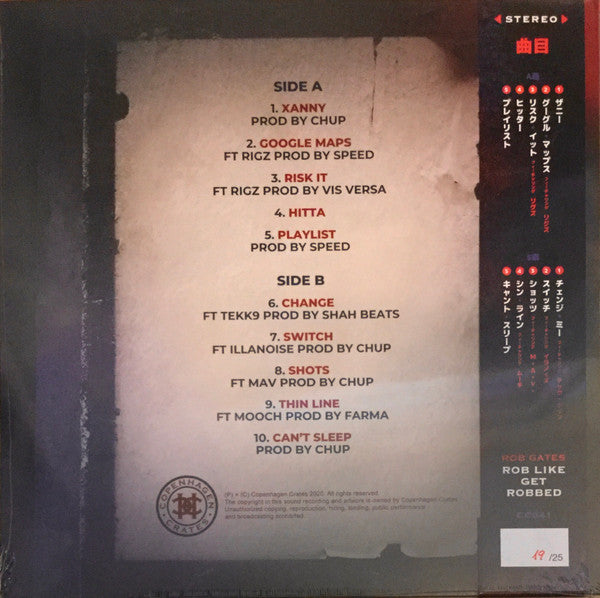 Rob Gates (2) : Rob Like Get Robbed (LP, Album, Ltd, Num, Obi)