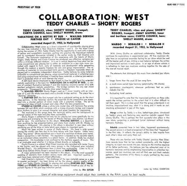 Teddy Charles / Shorty Rogers ~ Collaboration: West (Vinyl) - Djungel & Jazz