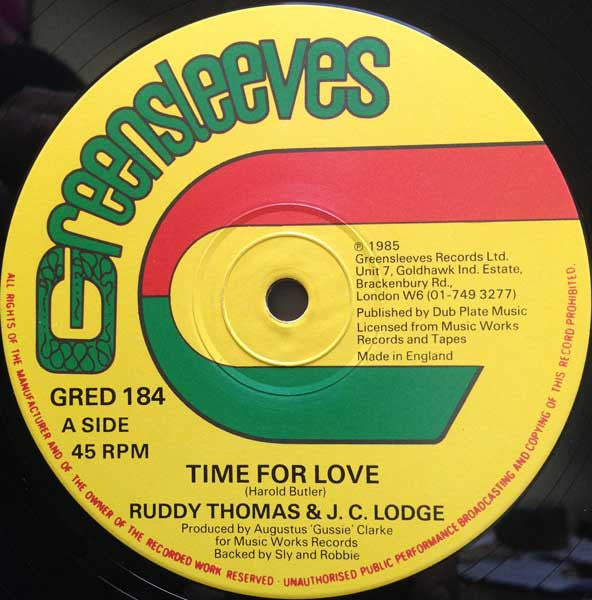 Ruddy Thomas & J. C. Lodge* / Ruddy Thomas : Time For Love / In The Summer Time (12")