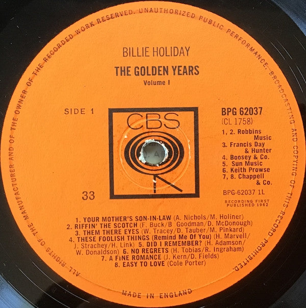 Billie Holiday ~ The Golden Years Volume One (Vinyl) - Djungel & Jazz