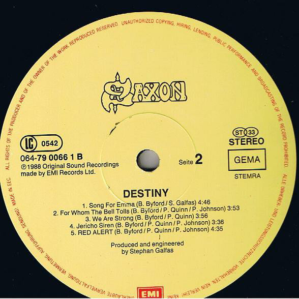 Saxon ~ Destiny (Vinyl) - Djungel & Jazz