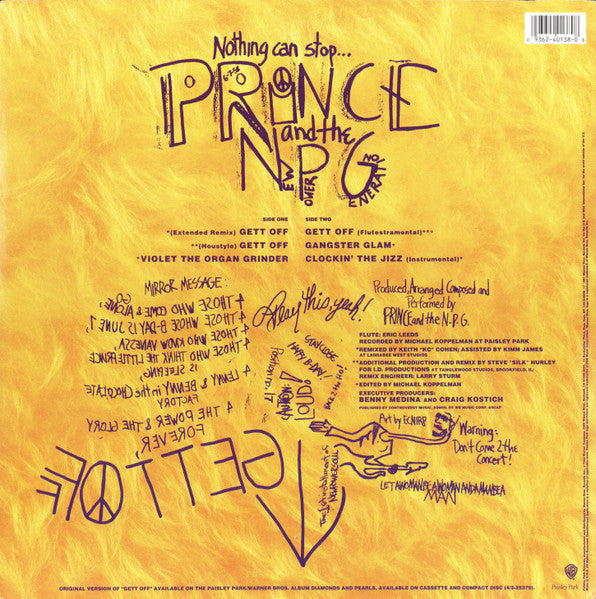 Prince And The New Power Generation : Gett Off (12", Maxi)